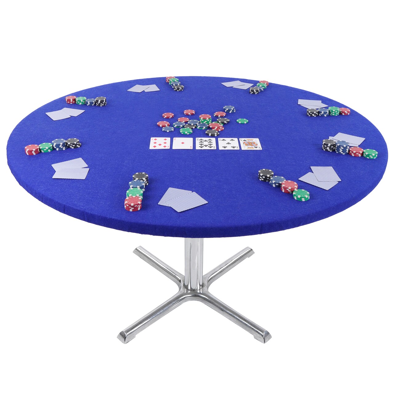 Jigitz Felt Poker Table Cover - 36-48in Blue Card Table Covers Fitted for Games
